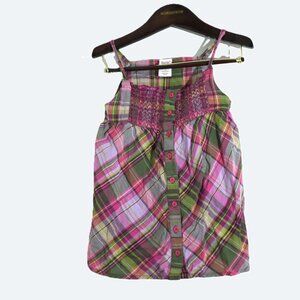 Baby Gap pink and green plaid tank top tunic blouse 4T